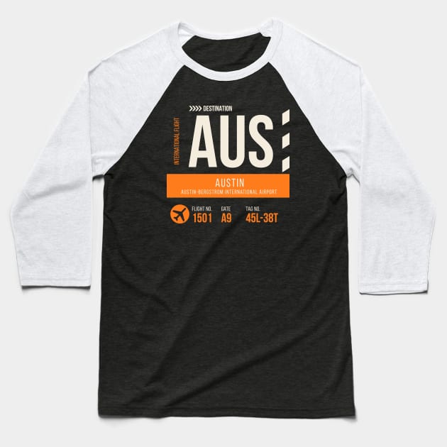 Austin Airport Stylish Luggage Tag (AUS) Baseball T-Shirt by SLAG_Creative